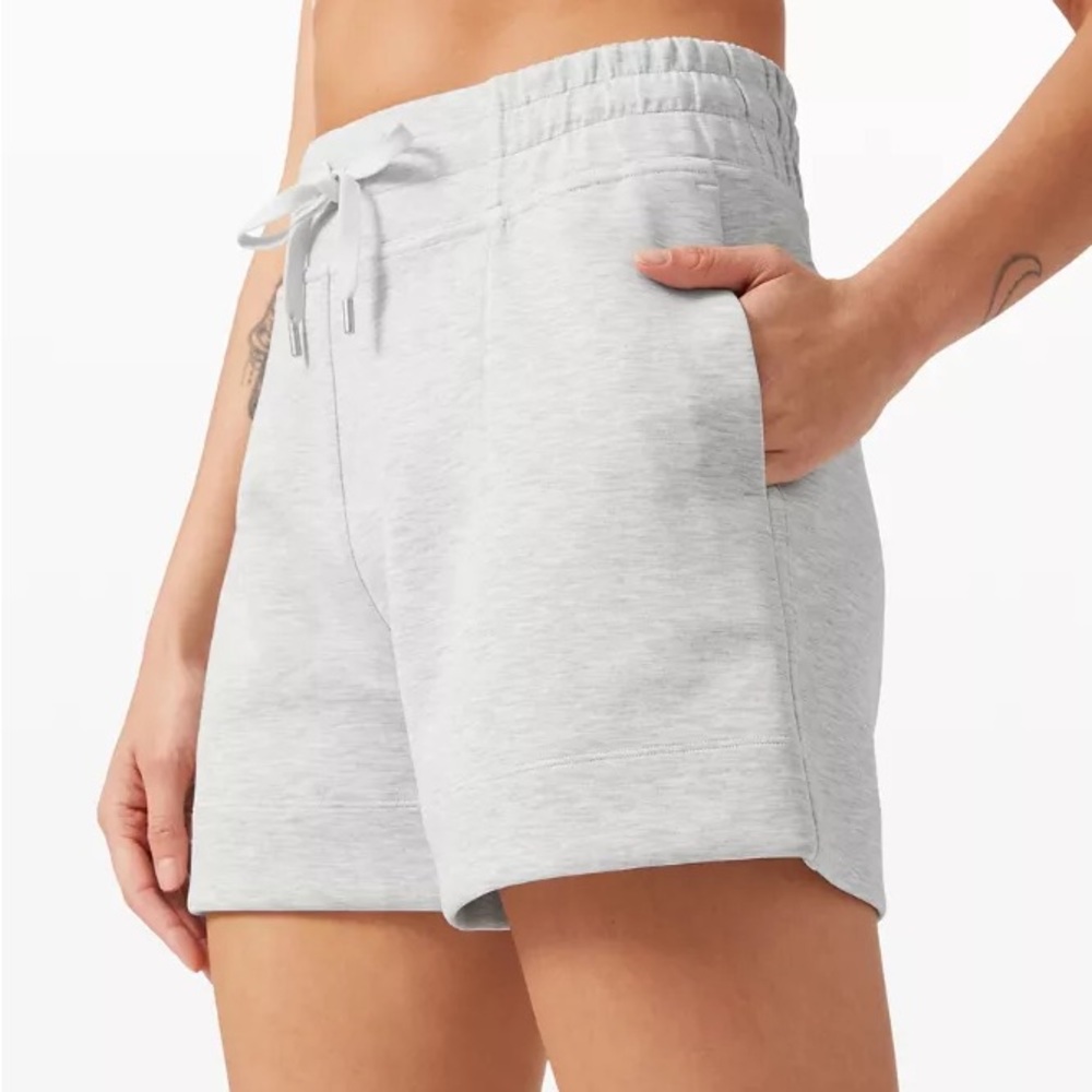Lululemon Soft Ambitions High Rise Short, 4” in Heathered Core Ultra Light Grey